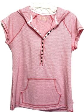 Ruff Hewn Pink Striped Short Sleeve Hooded Tunic